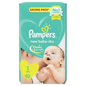 PAMPERS Baby-dry nouveau-né T1 (2-5 kg), 60 Couches