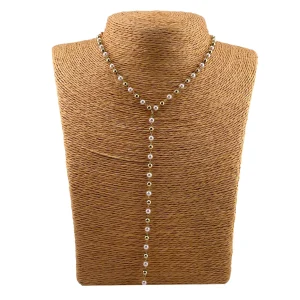 Collier Chaîne Dorée et Cubes Blancs