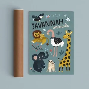 Affiche Animaux de la Savane Michelle Carlslund