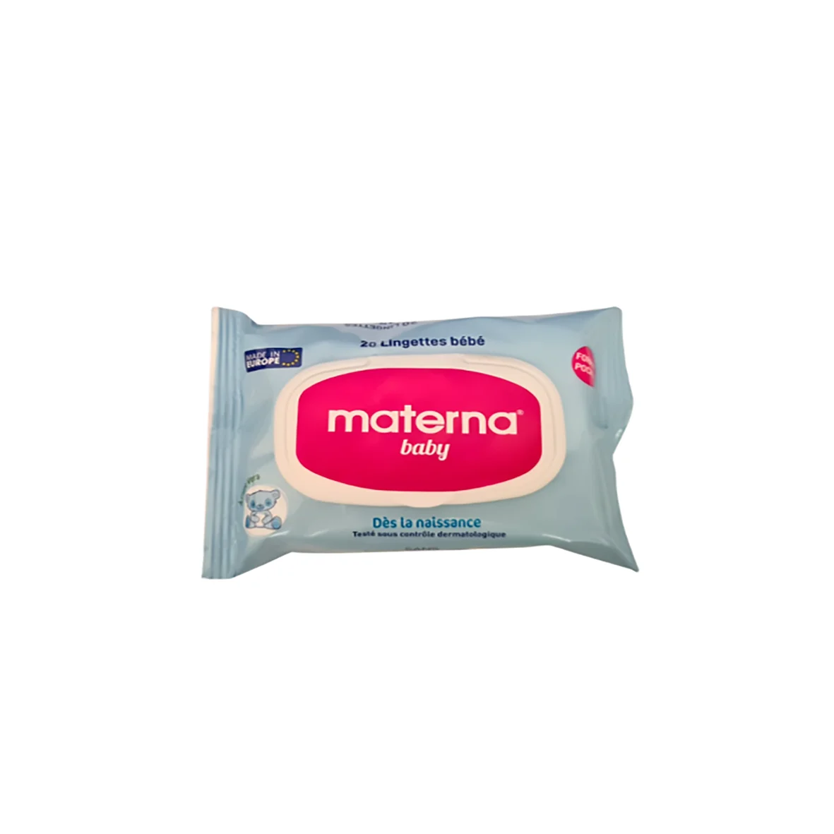 MATERNA Bébé Lingettes Pocket Bleu 20 Pièces