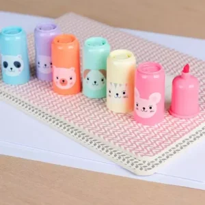 Mini surligneurs kawaii Animaux x6