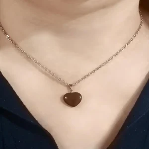 COLLIER COEUR ROUGE Argent Inoxydable